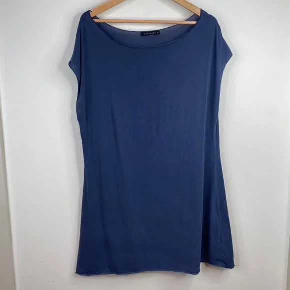 Cut Loose Tunic XL Short Sleeve Mini Dress Navy Lagenlook Boho Beach Lightweight - Picture 8 of 8